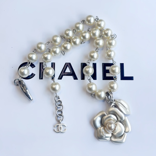 95新 Chanel/香奈儿 Chanel vintage香奈儿中古山茶花珍珠项链