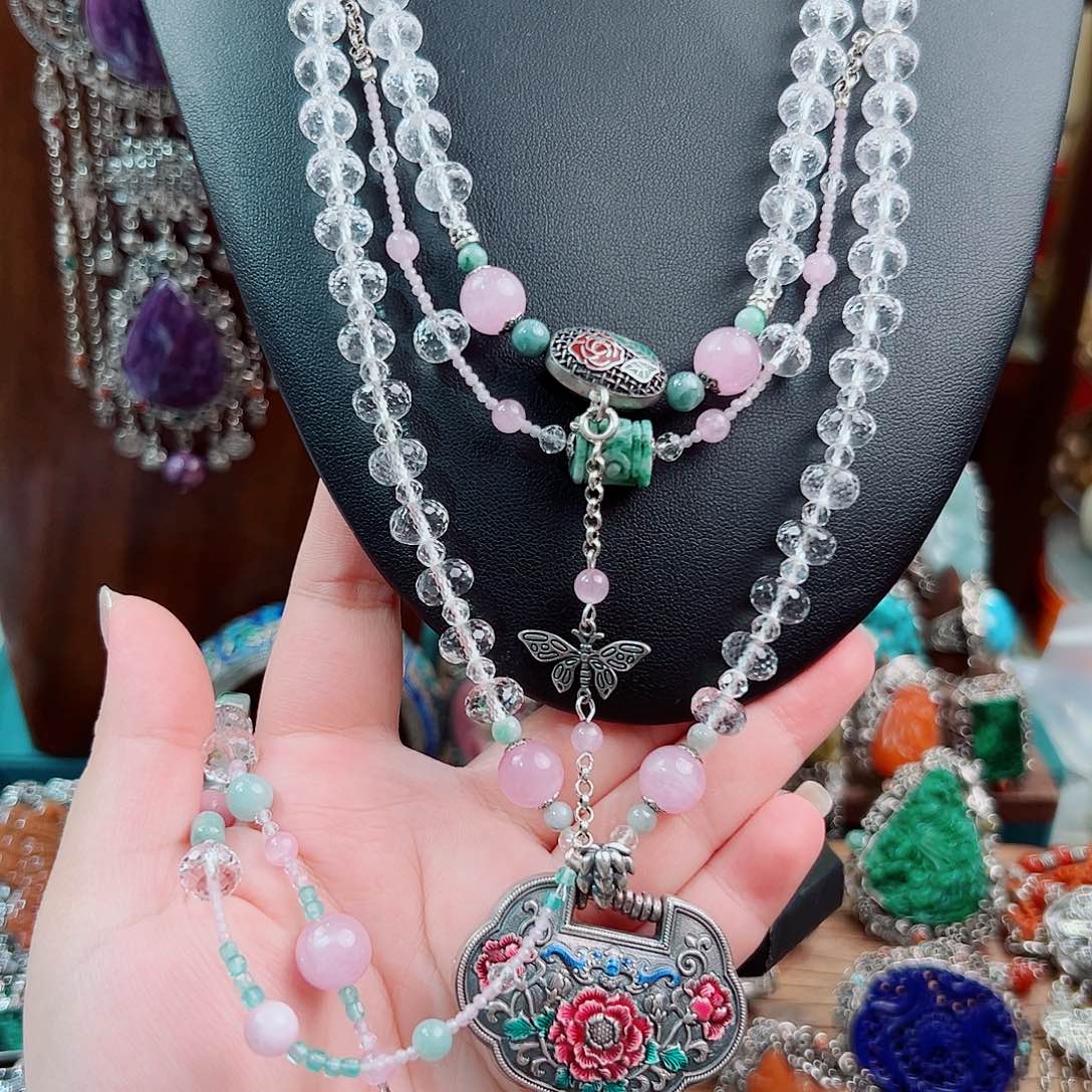 银S925镶嵌颈饰水晶国风108