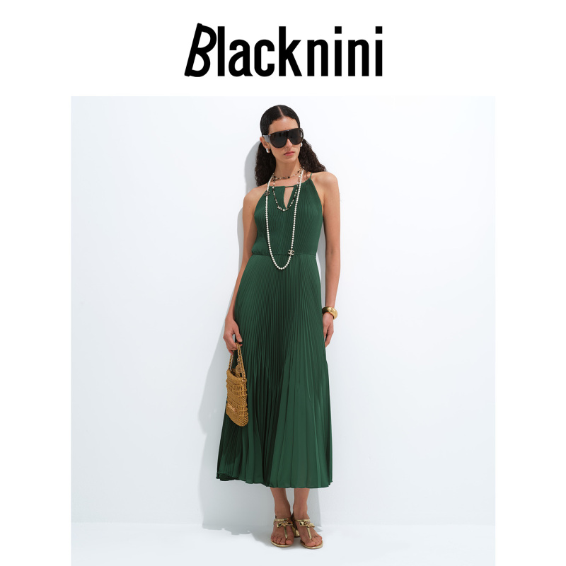 blacknini"赎罪裙"重工压褶定染顺滑垂坠感高腰连衣裙BD08DW030
