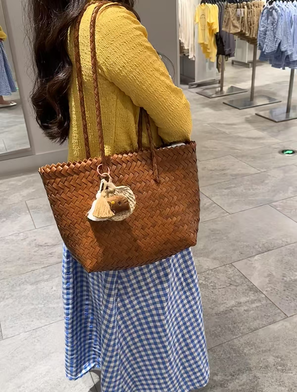 原创撞色编织包女2025新款夏大容量海边手工草编手提包