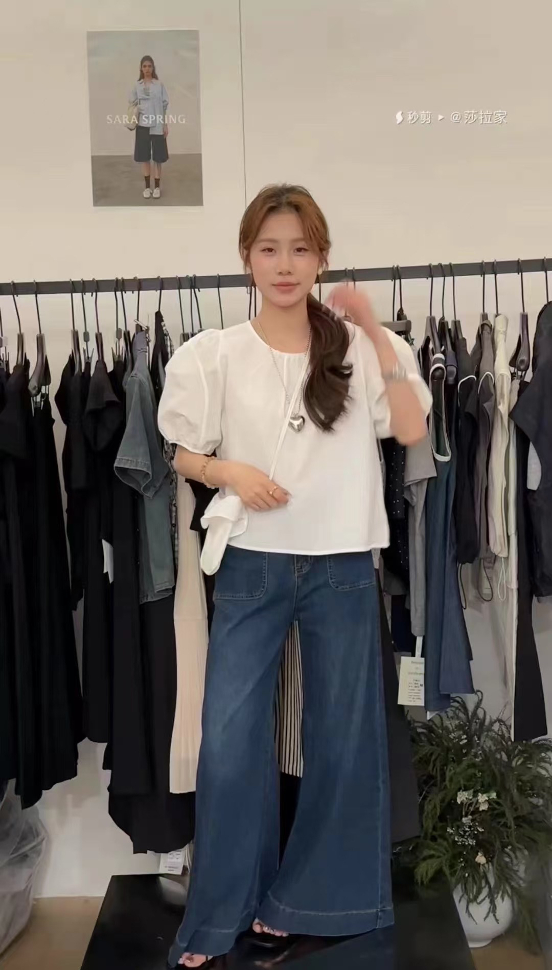 DHH 后扣泡泡袖包包两件套上衣