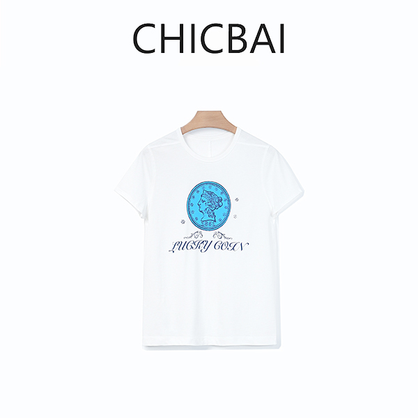 CHICBAI 1851复古头像印花圆领短袖T恤