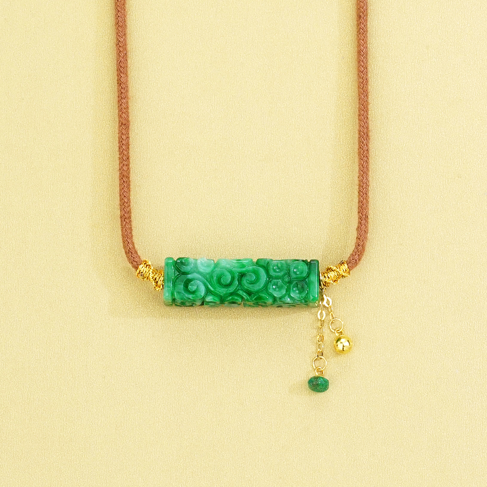 18K辣绿翡翠祖母绿流苏项链10969（Joyce娇姐）