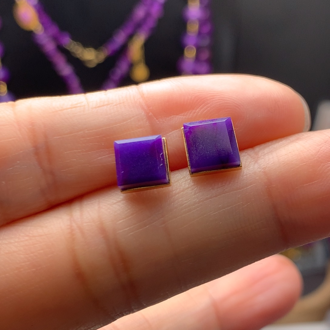 苏纪石（舒俱来）18K金镶嵌耳饰