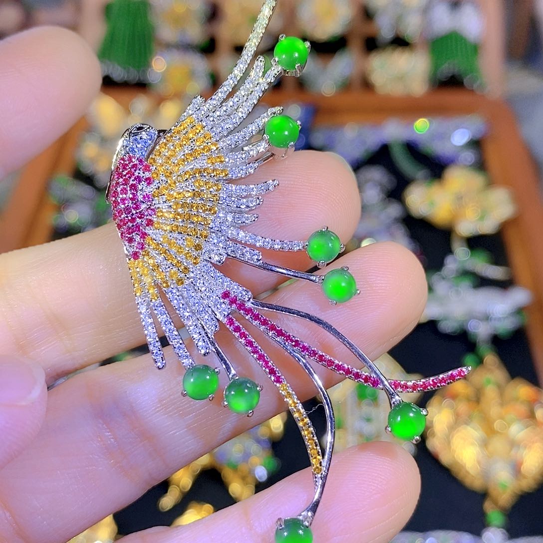 吊坠(不含链)银S925镶嵌翡翠