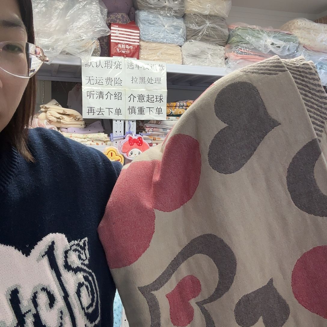 棉单人爱心纱布盖毯