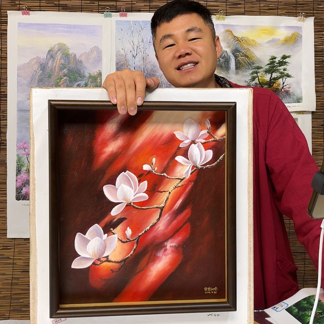 油画行路人小院绘画作品竞拍