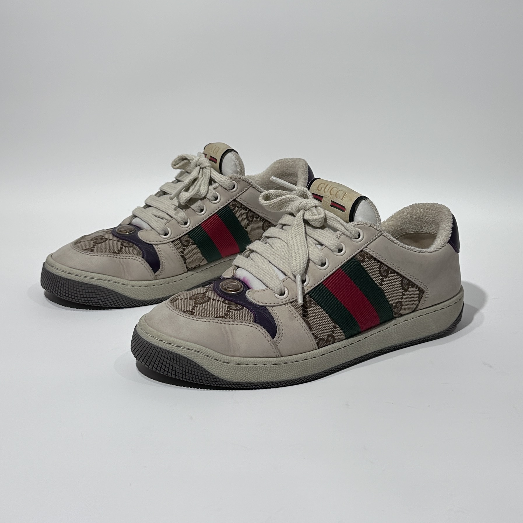 95新 GUCCI/古驰 36码 乌木紫时尚脏脏鞋/ML01771