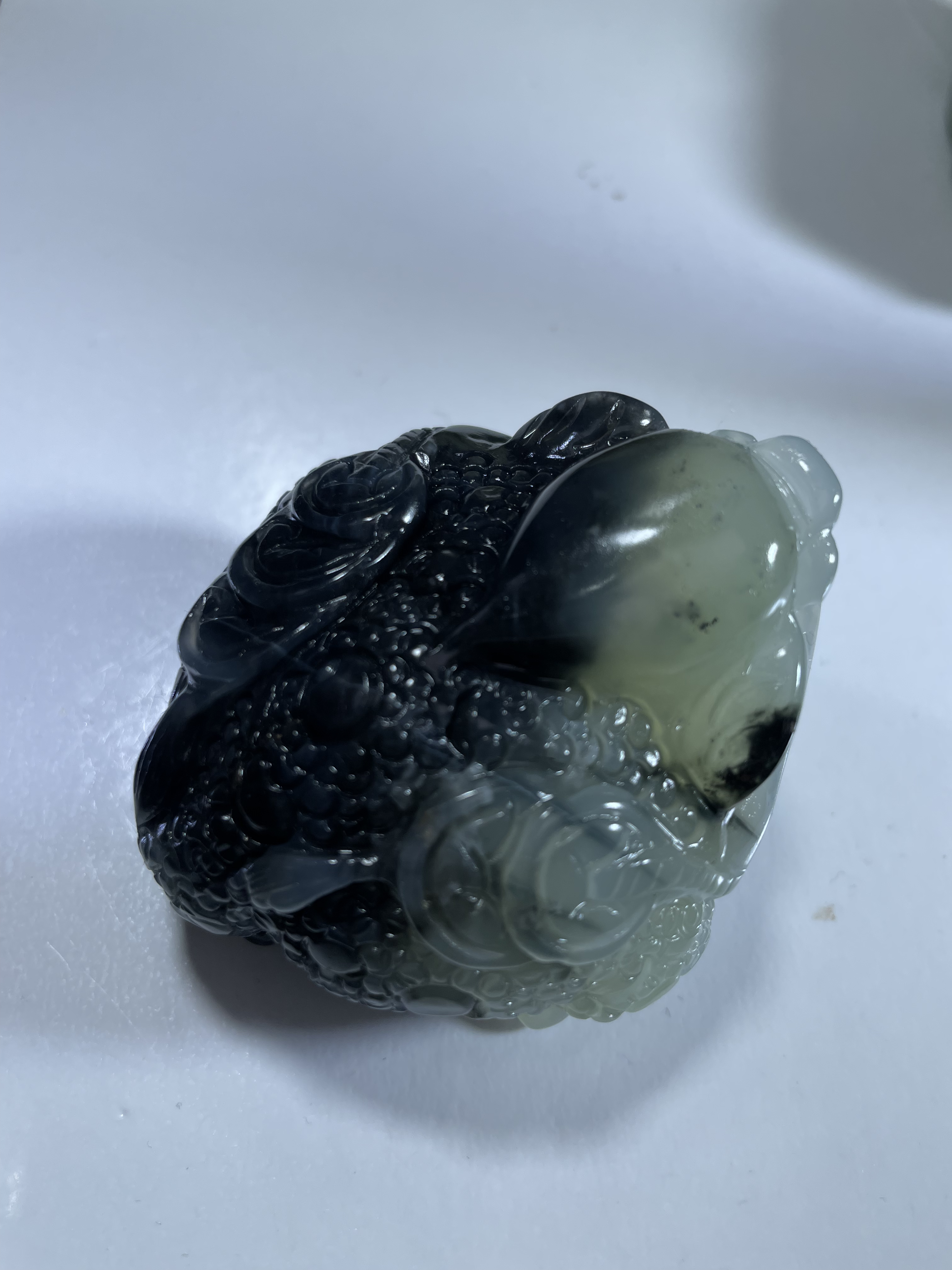 岫玉水墨金蟾手把7宽6,2厘米