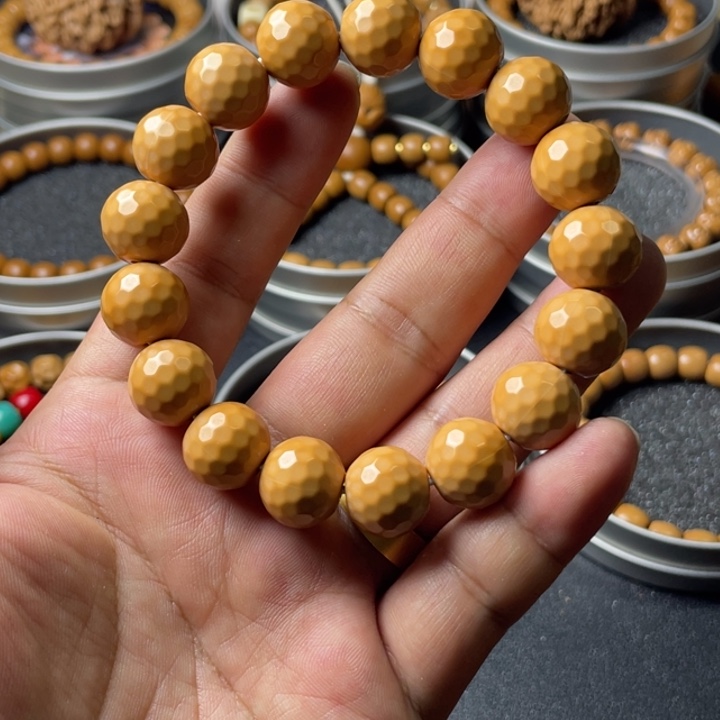 猴头核桃手串原皮猴头龙岩钻石面全品14.5