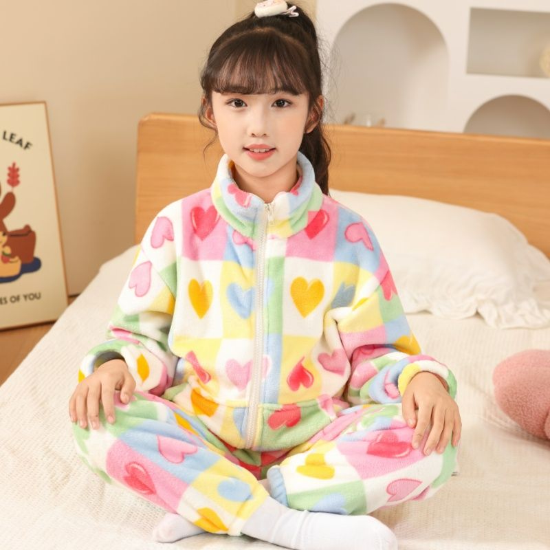 HelloKitty儿童睡衣女童秋冬季珊瑚绒大童可爱保暖2025家居服套装