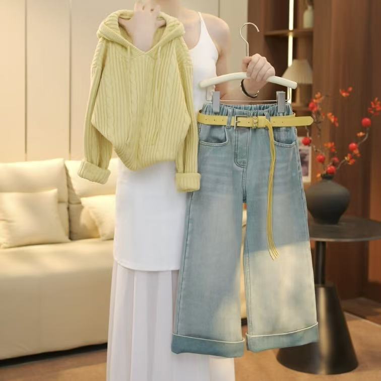 boboe/波波鹅女童秋季新款套装时尚百搭休闲上衣+加绒裤子--Y5717