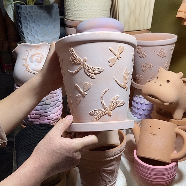 17×17蜻蜓盆+托1套