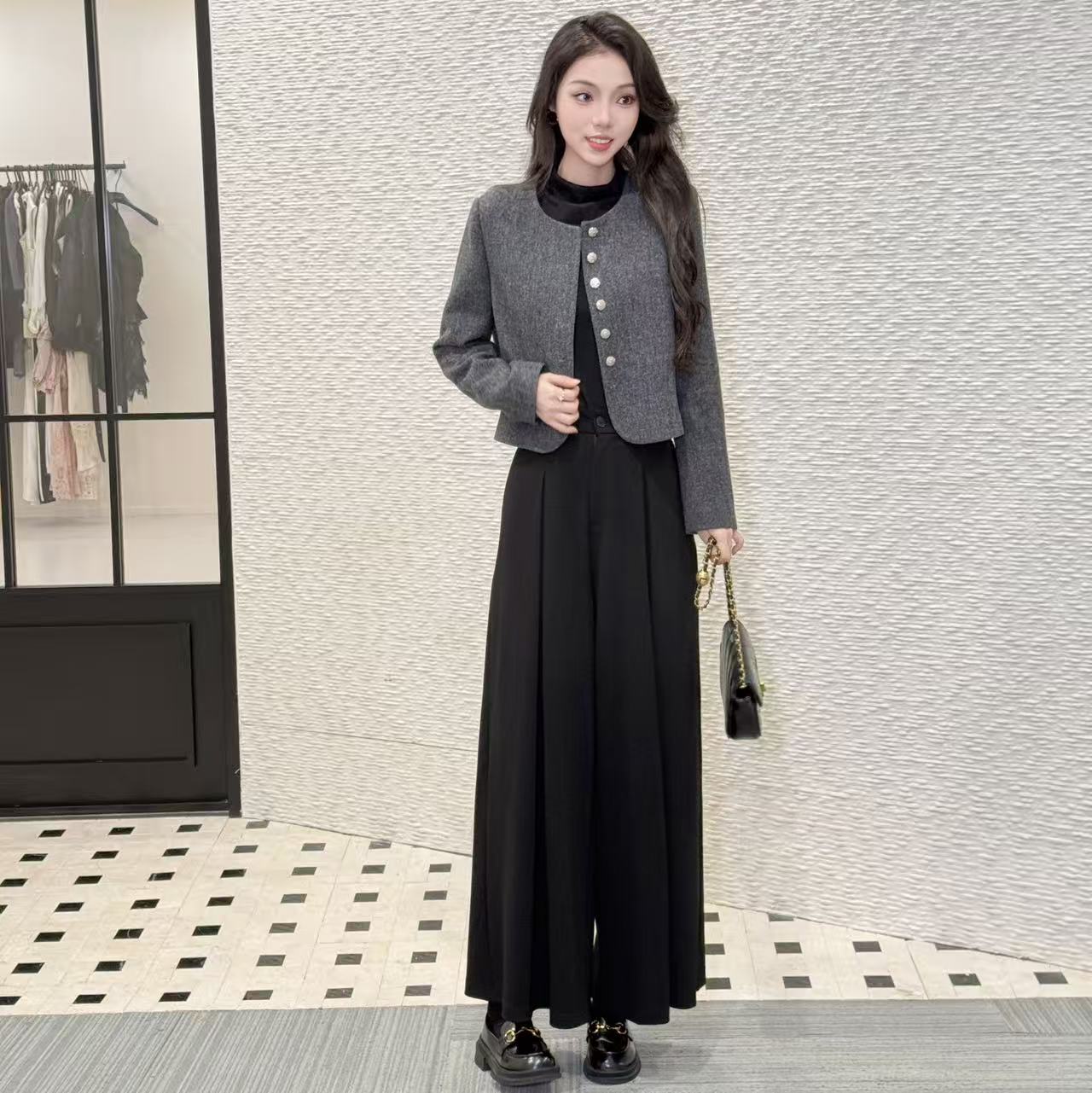 【羊毛外套+裤子】蔡小姐2025秋冬新款时尚显瘦百搭套装