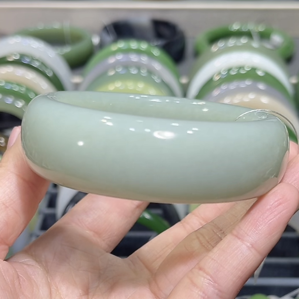 和田玉新疆且末蓝手镯58-59圈口（宽版）