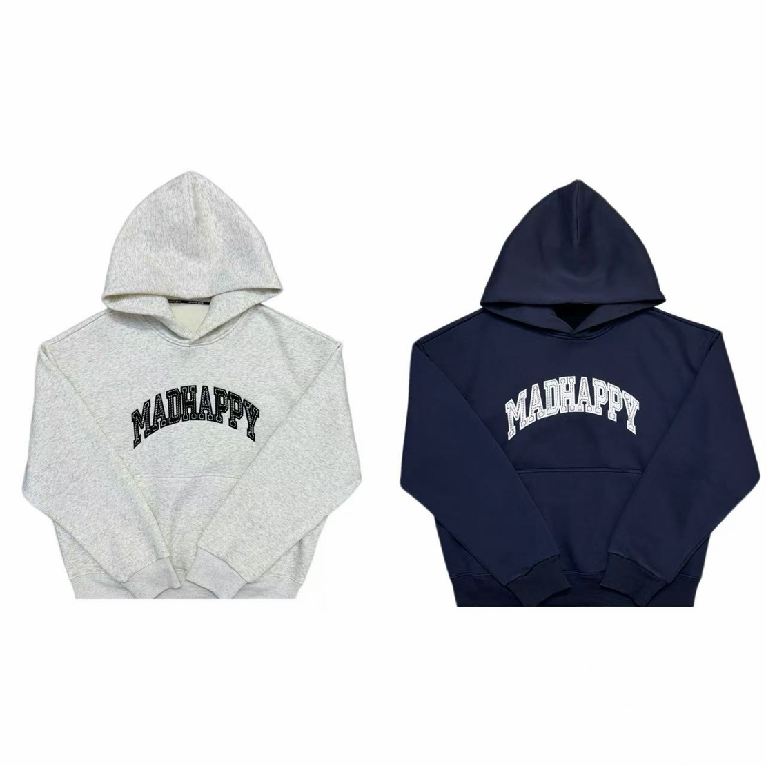 [N]蓝灰两色刺绣加绒潮流M字母休闲带帽奥粒绒儿童卫衣（暖暖冬日