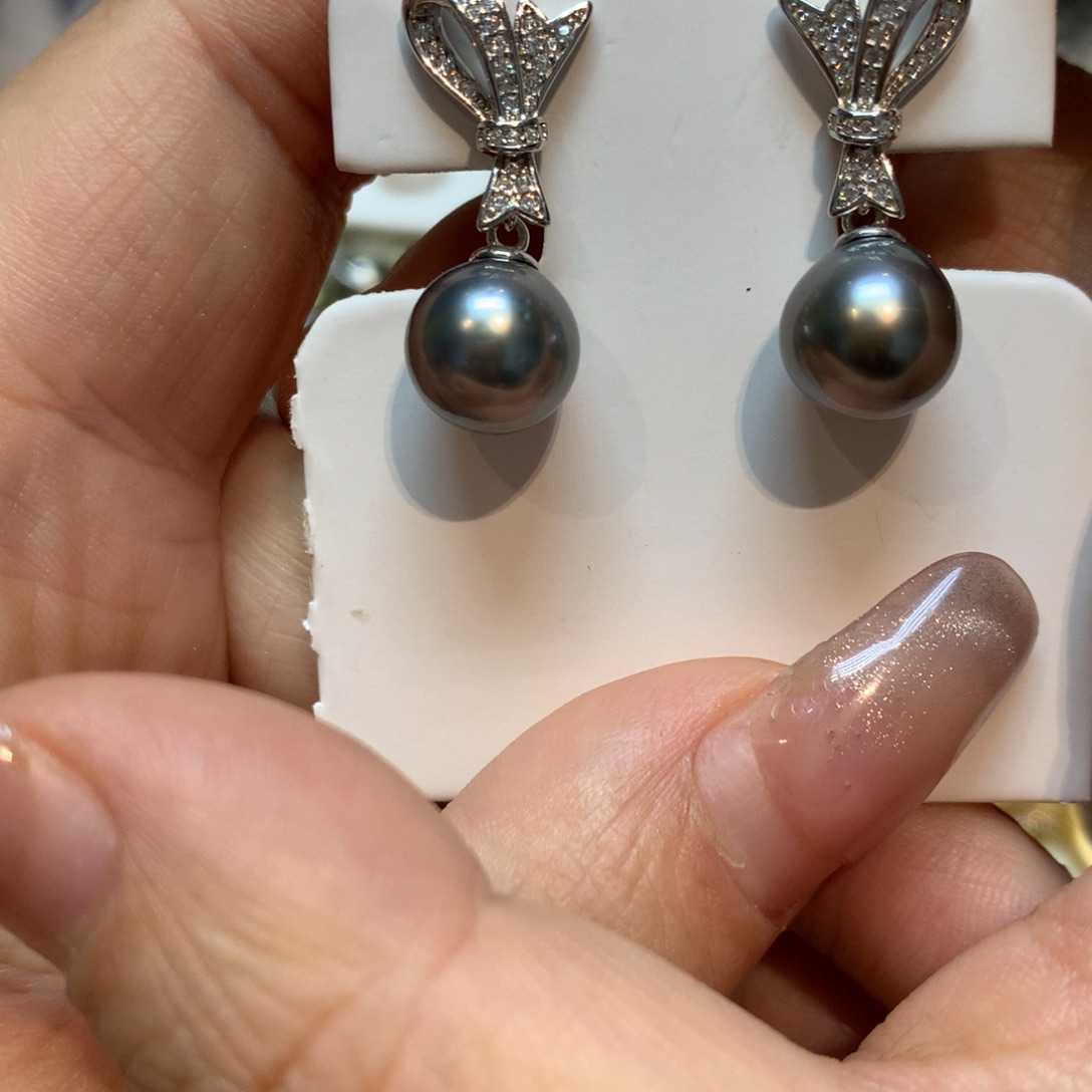 海水珍珠耳饰银S925镶嵌
