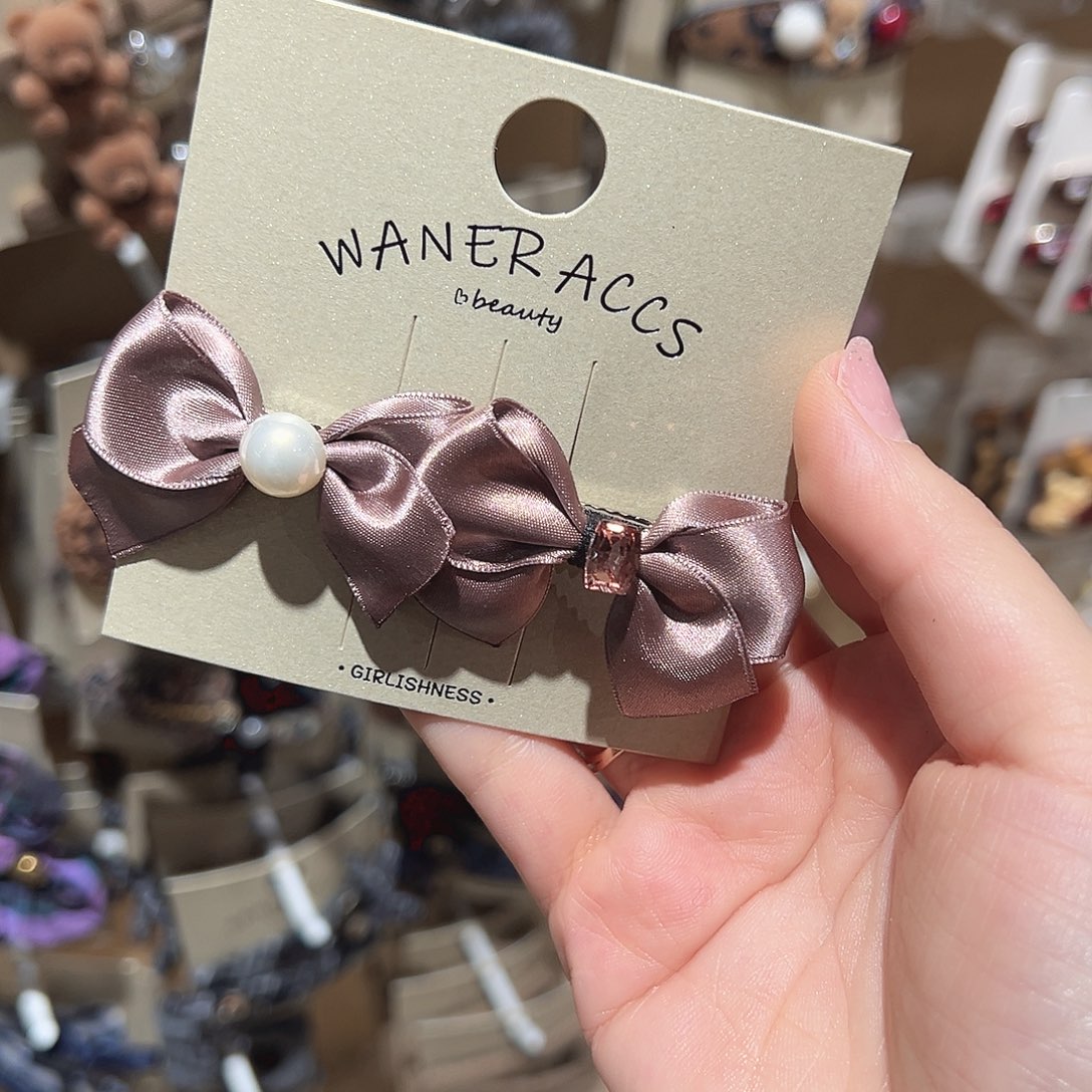 羽毛不锈钢卡其色蝴蝶结鸭夹