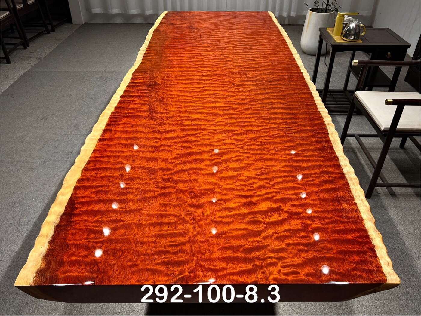 成品可发 巴花实木大板 立体水波纹 自然边 292*100*8.3 