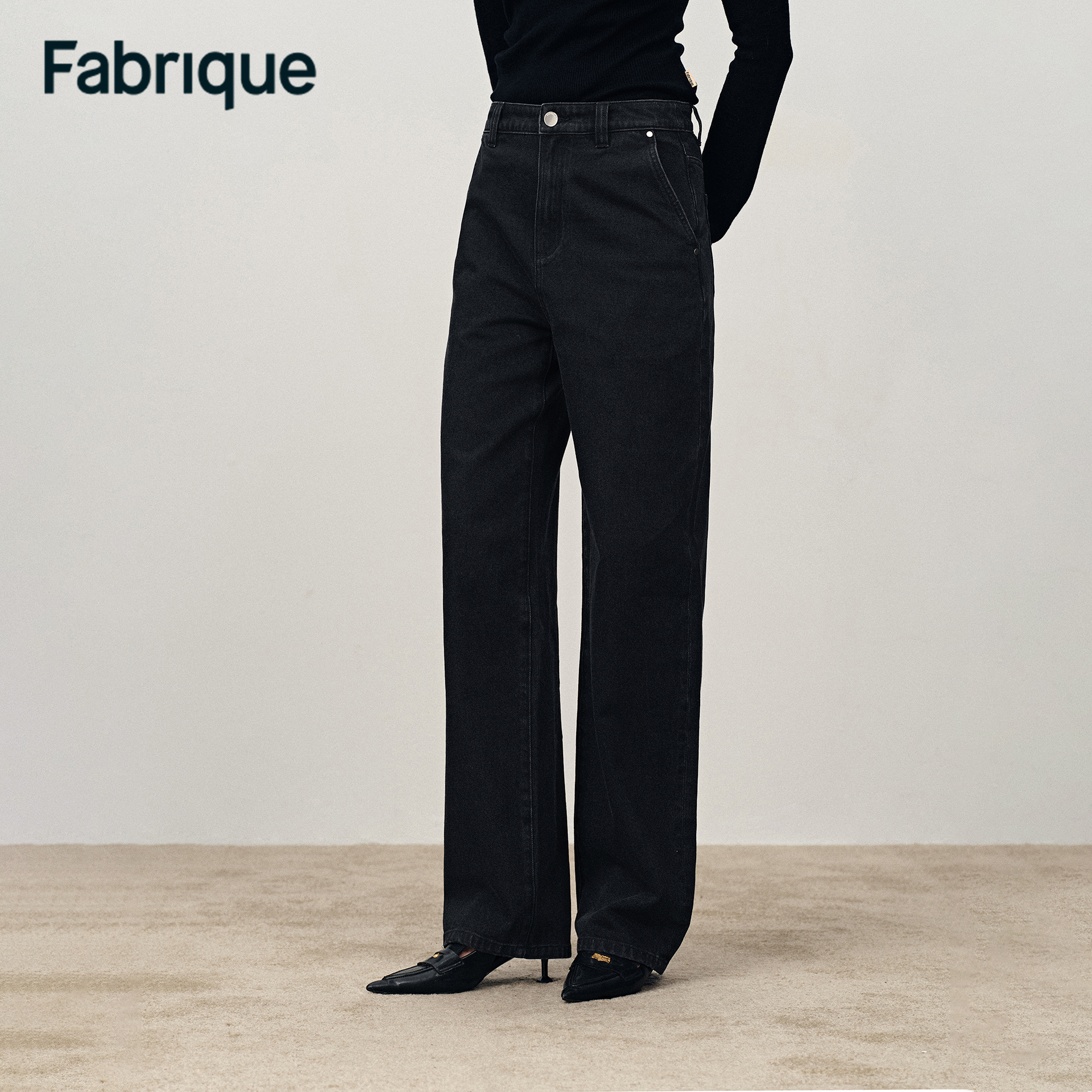 Fabrique Mola 秋冬新品水洗碳黑微弹合身高腰锥形土耳其牛仔裤