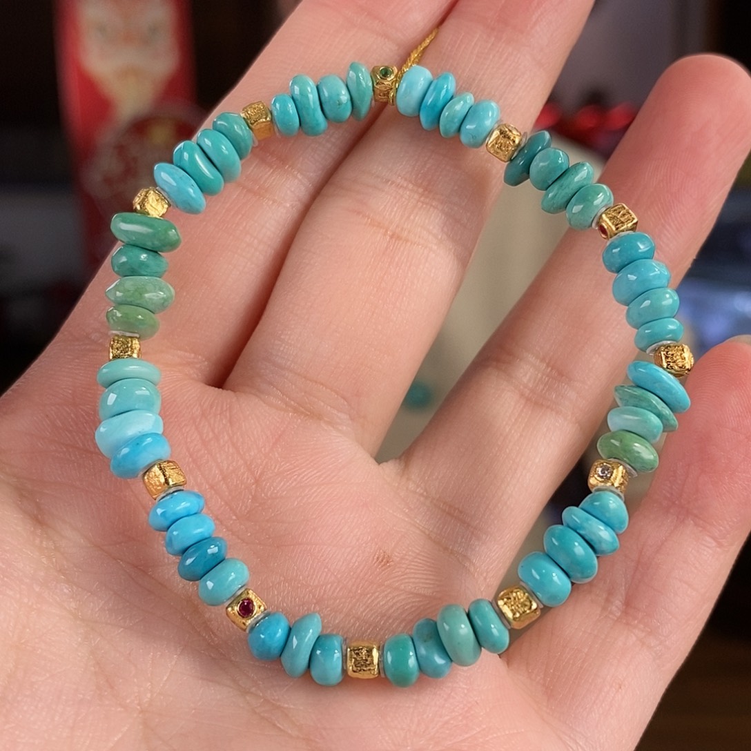 绿松石银S925镀金镶嵌珠宝奇石