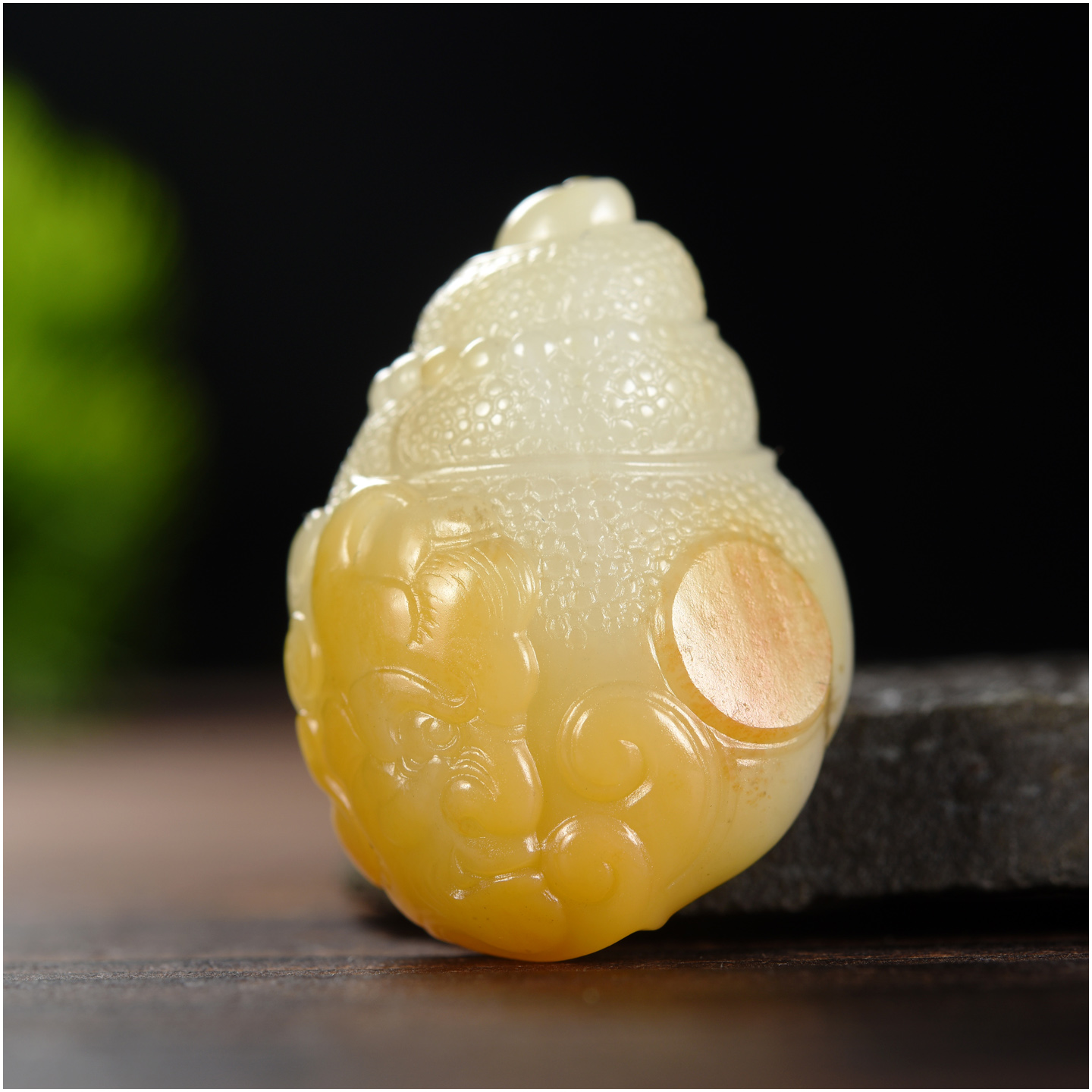 玉石缘【法螺25g】新疆和田玉籽料白玉天然黄沁男女款吊坠挂件