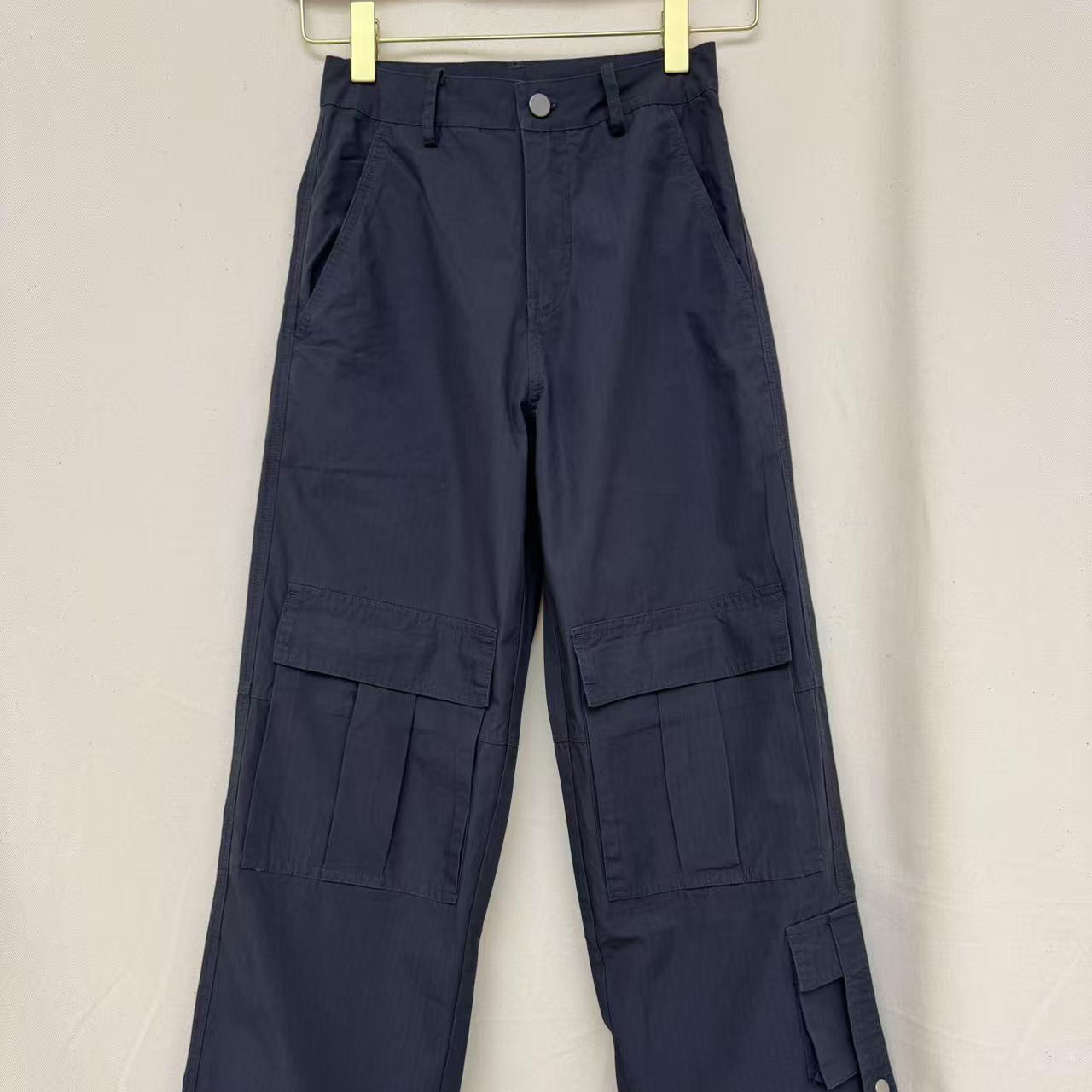 春秋洗水藏蓝做旧发白口袋工装裤 0918