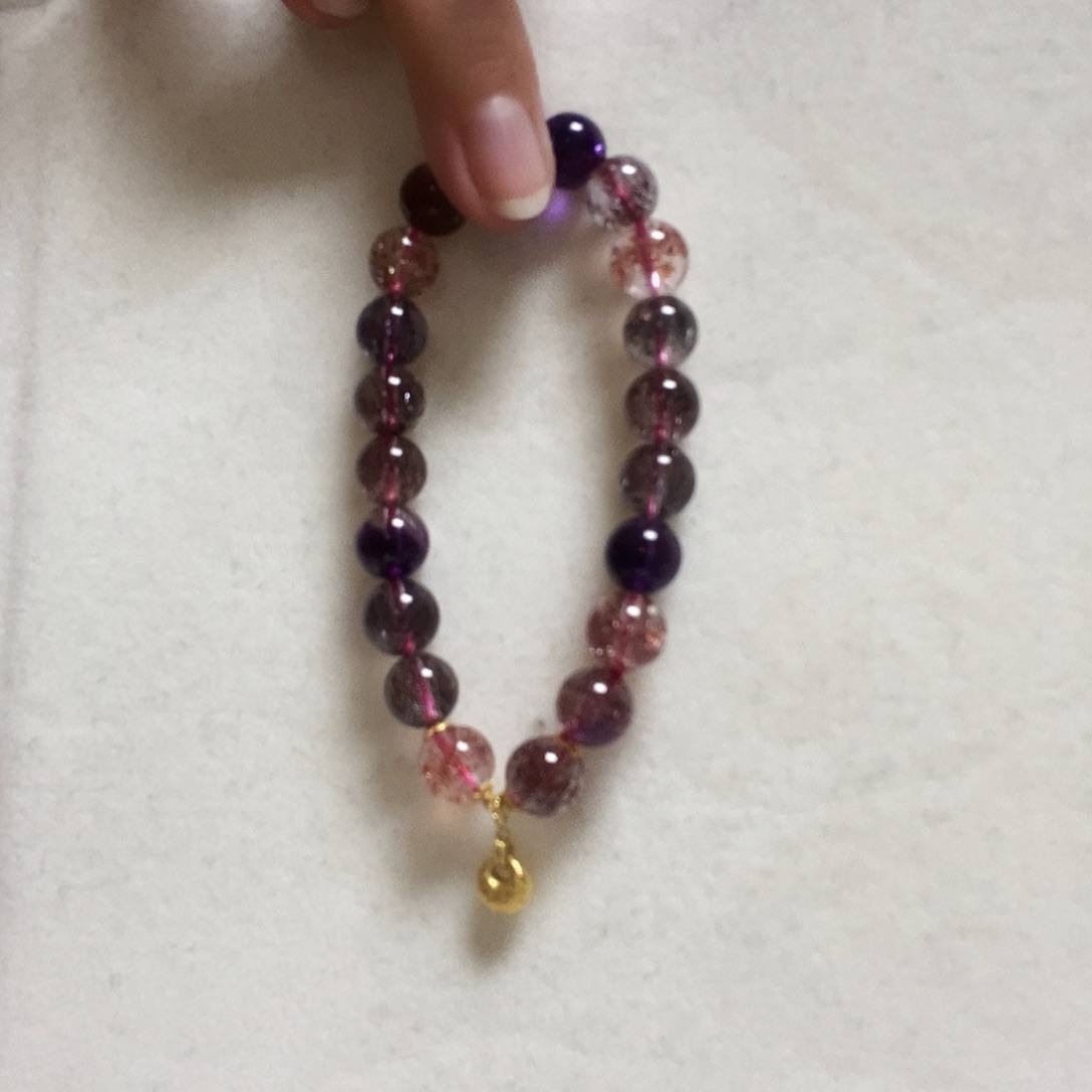 水晶手串18K金镶嵌甜*简单