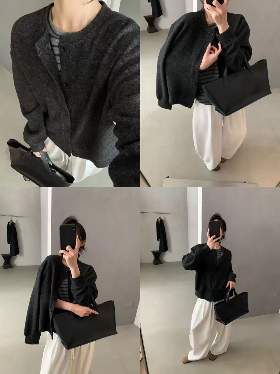 루루가−（善美两件套）东大门秋冬季新款韩系打底+单排扣圆领两件套女