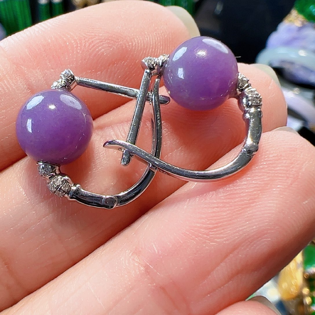 翡翠耳饰18K金镶嵌签收后24小时鉴赏期