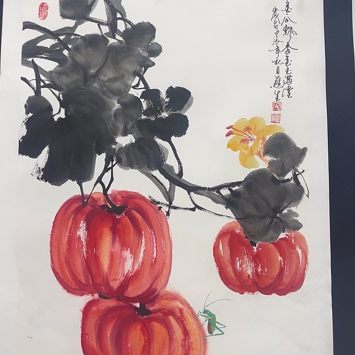 国画四尺三开作品