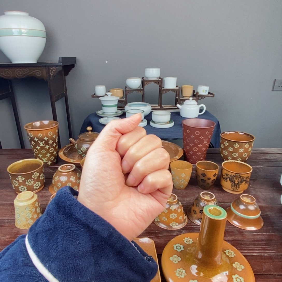 一**城朱砂胎草木灰可乐杯 不开片 