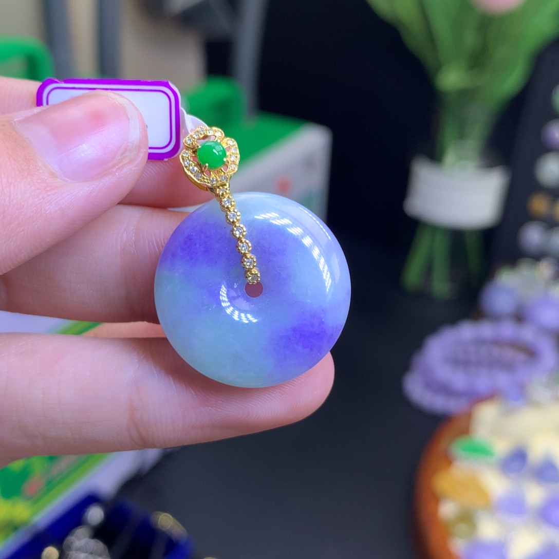 翡翠颈饰18K金镶嵌天然