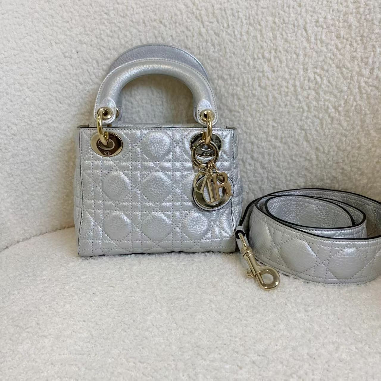 99新 DIOR/迪奥 壹臻/ 银色三格戴妃 58190904