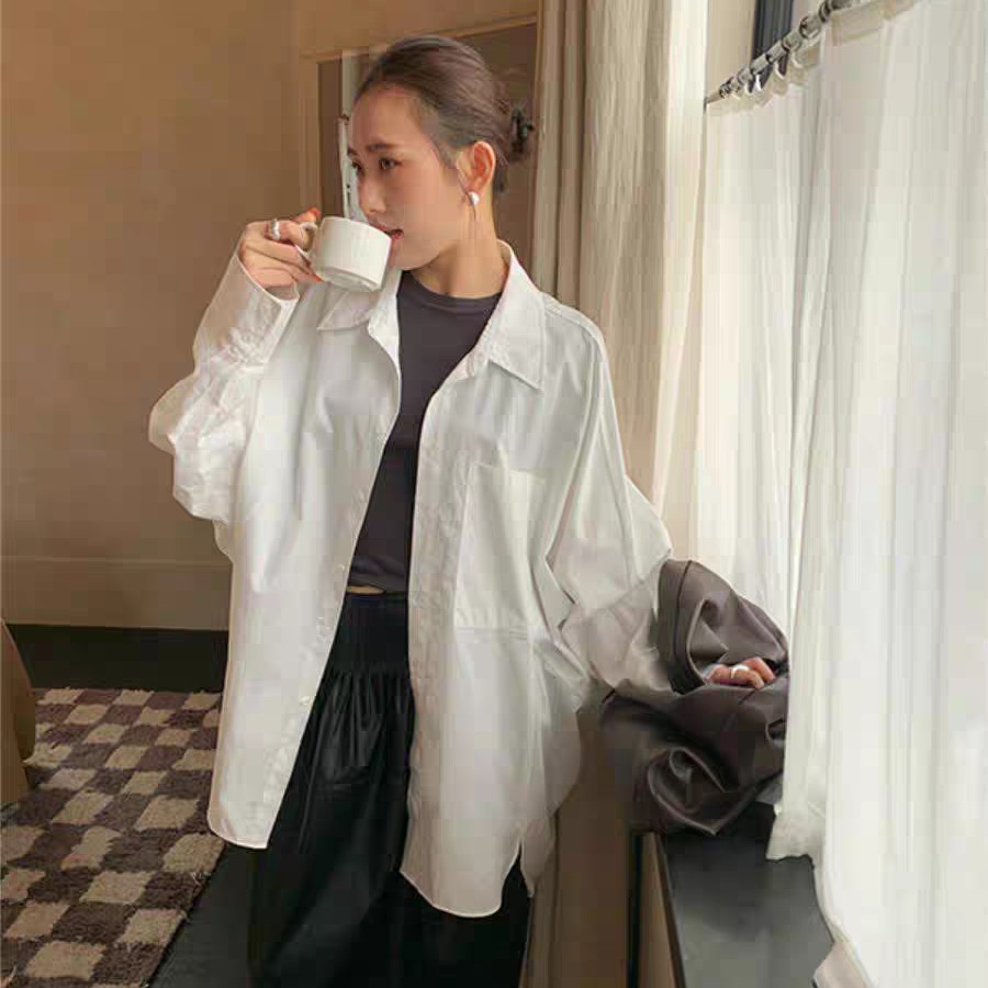 M FIVE万为 中长款衬衣女2025秋款大口袋莱赛尔廓形长袖衬衫Y