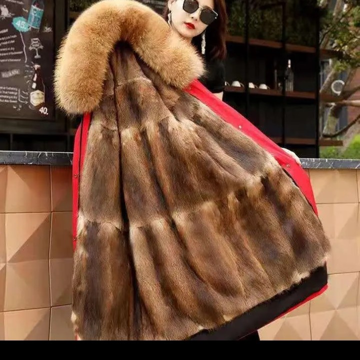 派克服冬季新款女士女款青根貂时尚2025保暖上衣服长款洋气外套