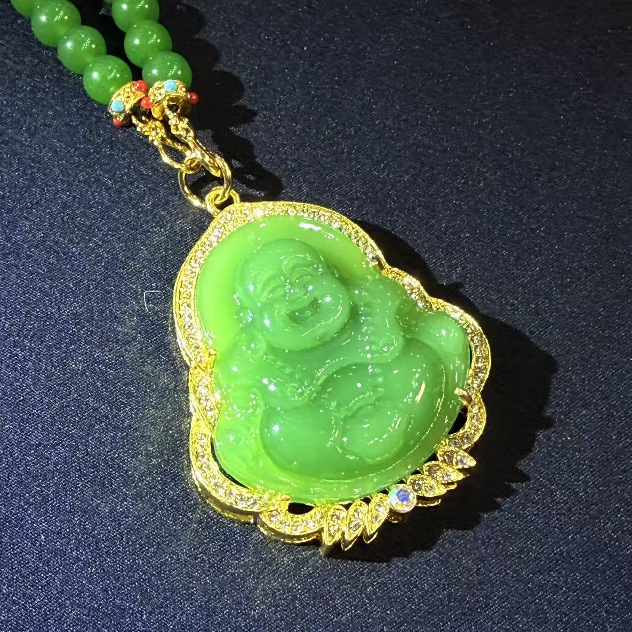 【福满满珠宝】B033-DIY饰品-精美绿佛公吊坠-多样性发其一