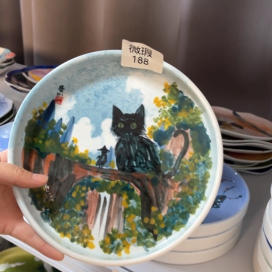 瓦当景德镇釉下手绘陶瓷 