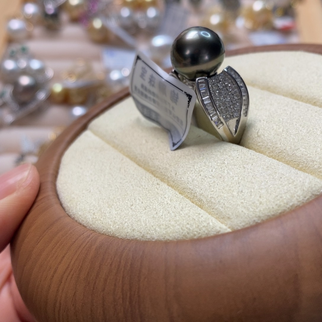 海水珍珠戒圈银S925镶嵌