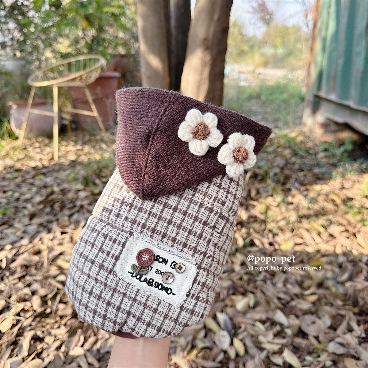 森系格纹连帽马甲！文艺复古 舒适保暖 秋冬宠物衣服猫咪狗狗棉服