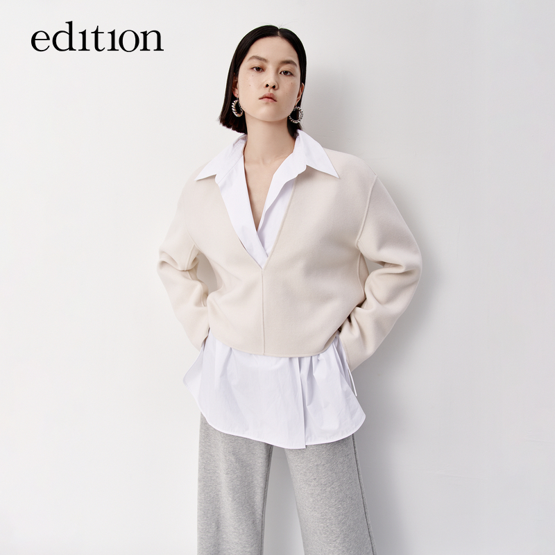 【商场同款】edition绵羊毛双面呢上衣款V领外套#EBB3TOP024
