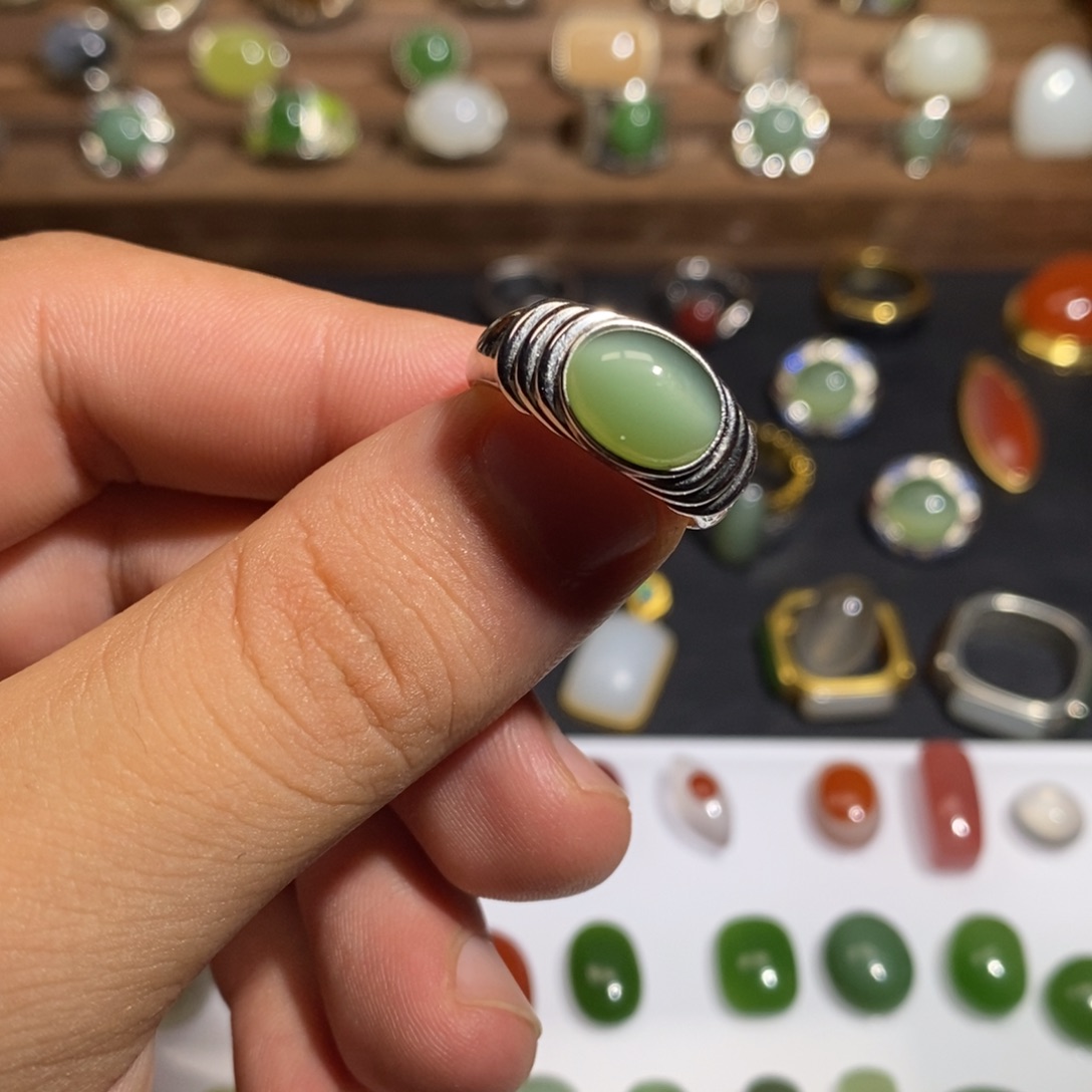 和田玉银S925镀金镶嵌颈饰