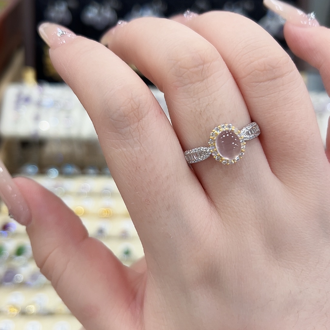 养***多银S925镶嵌戒指萤石