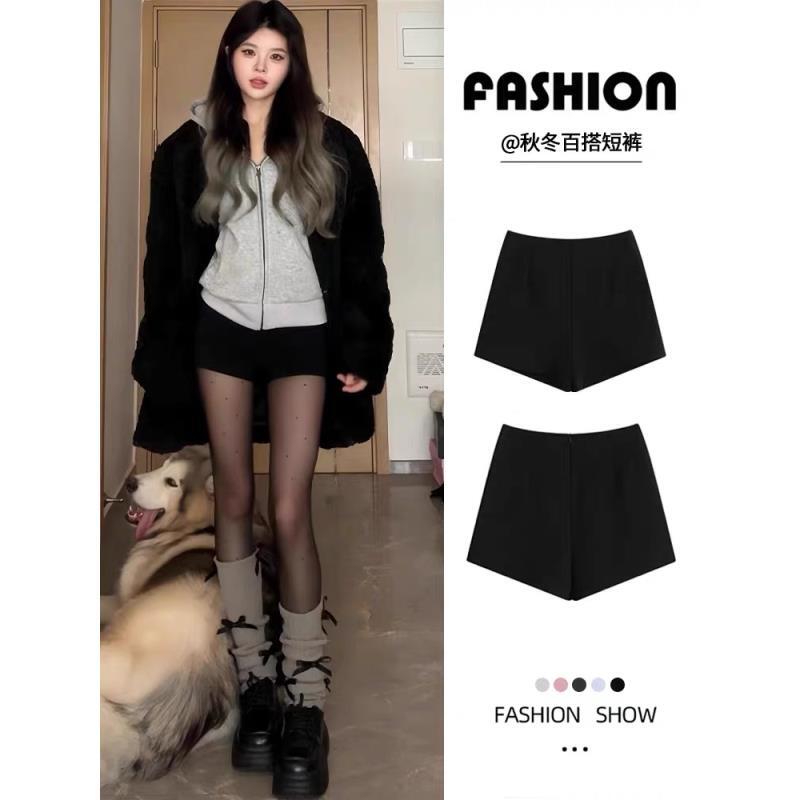 黑色性感高腰设计感西装短裤女2024秋季小个子显瘦高级感a字热裤