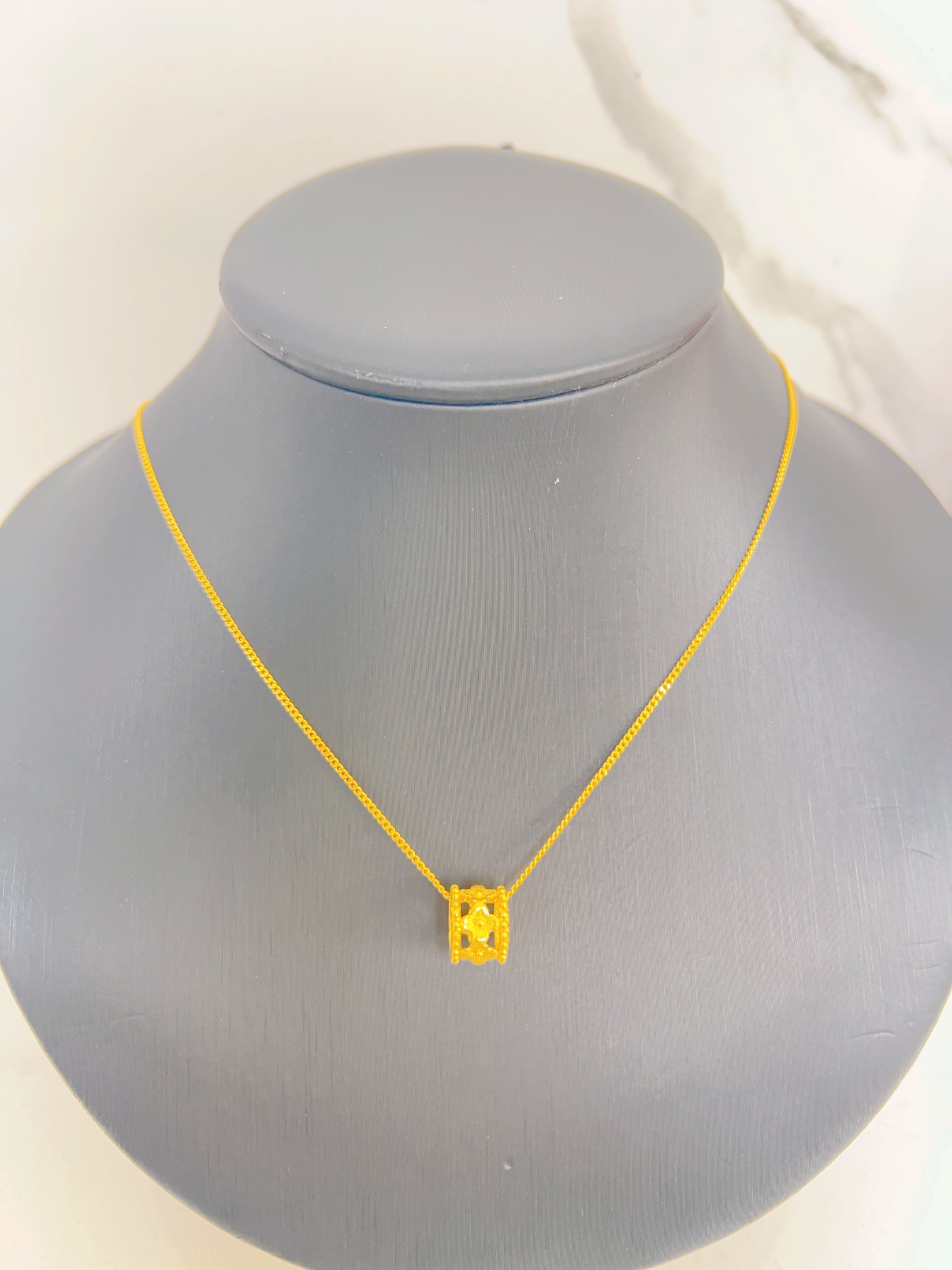 足金999四叶花幸运珠项链