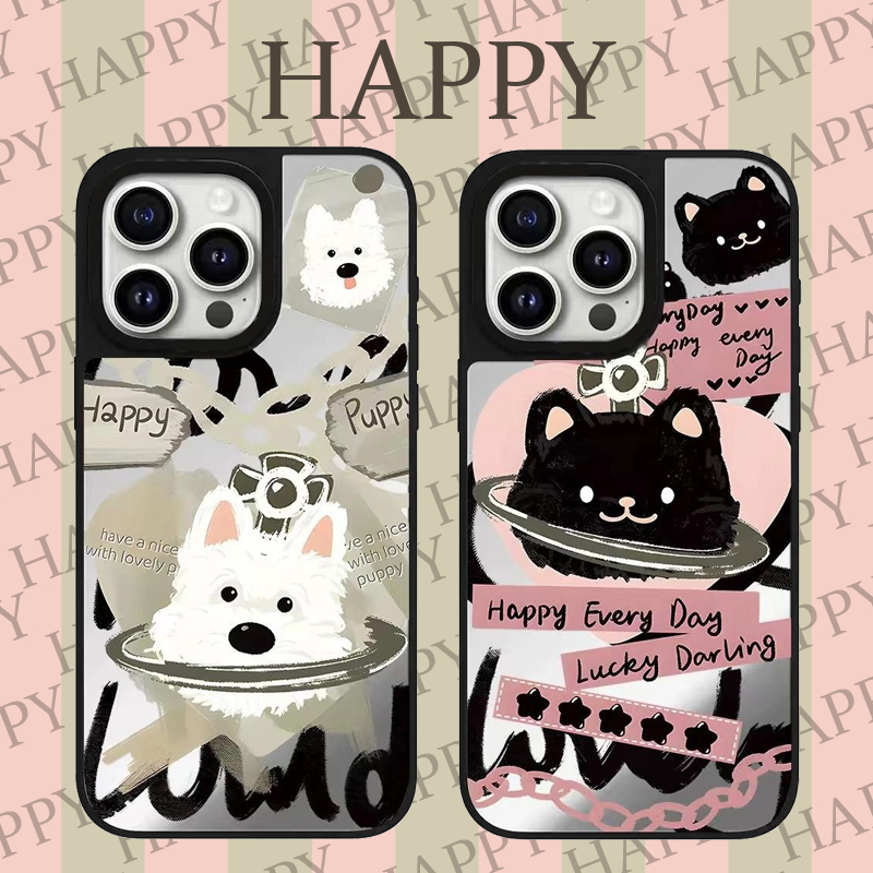 CASE镜面西高地狗苹果17Pro适用iPhone16ProMax/15/14/13手机壳12