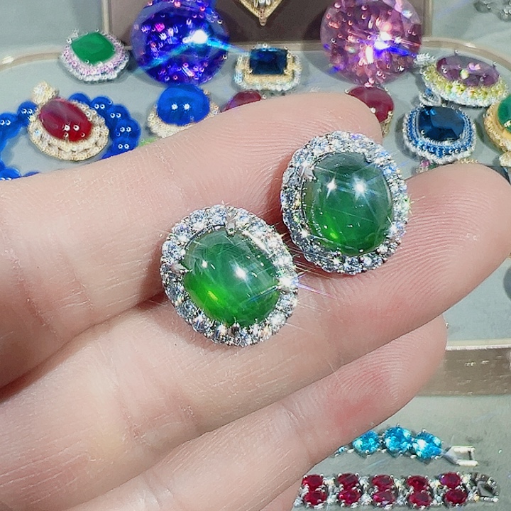 非金属红色蓝色满镶嵌吊坠