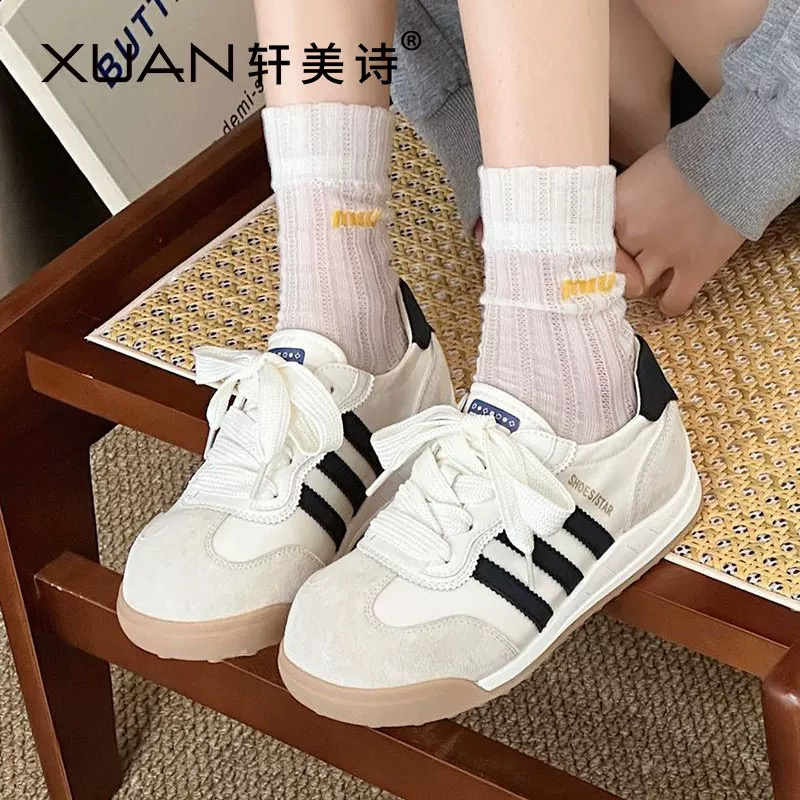 轩美诗80106新款T头德训鞋舒适时尚板鞋