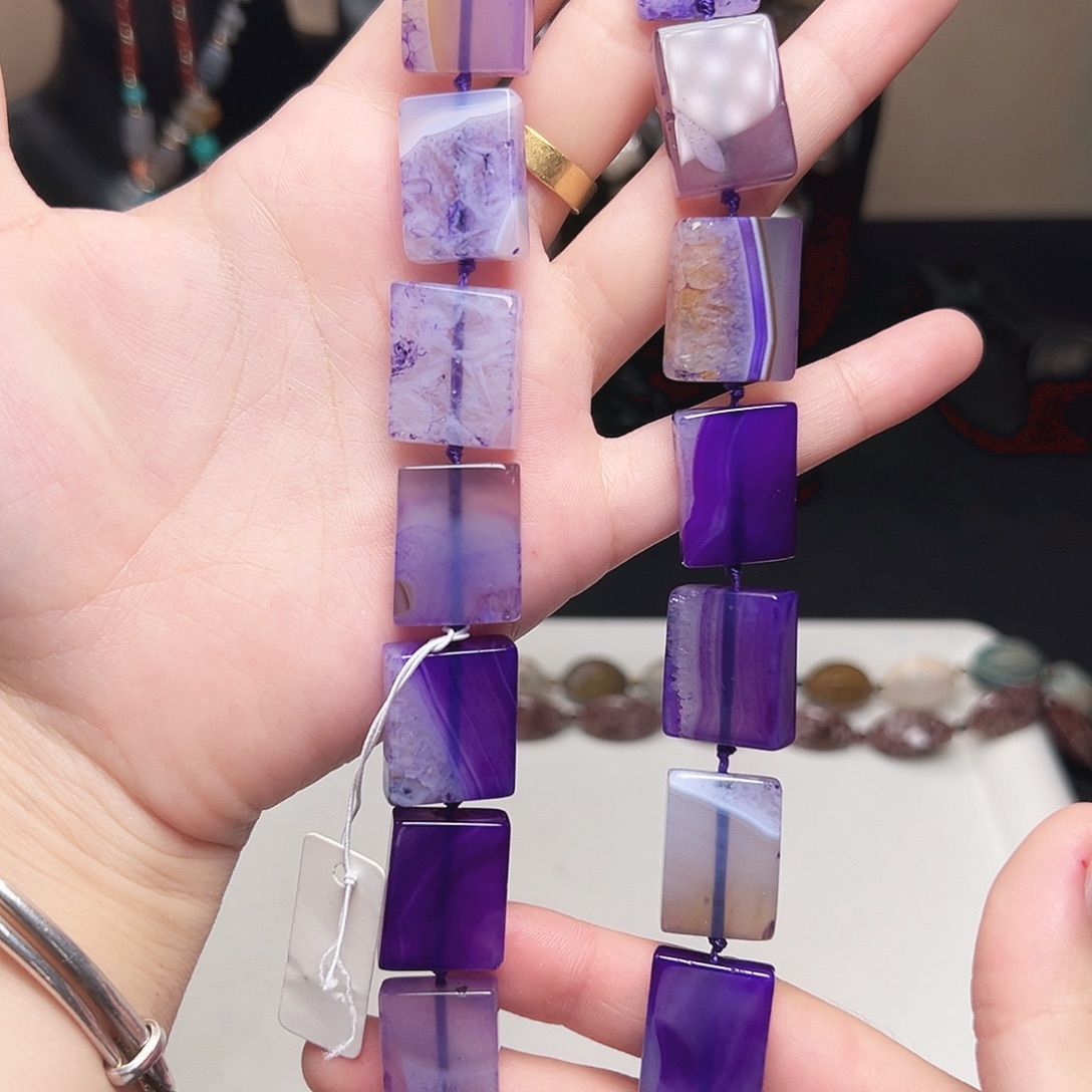 玛瑙/玉髓合金珠宝半成品c703 16m 紫方糖一条