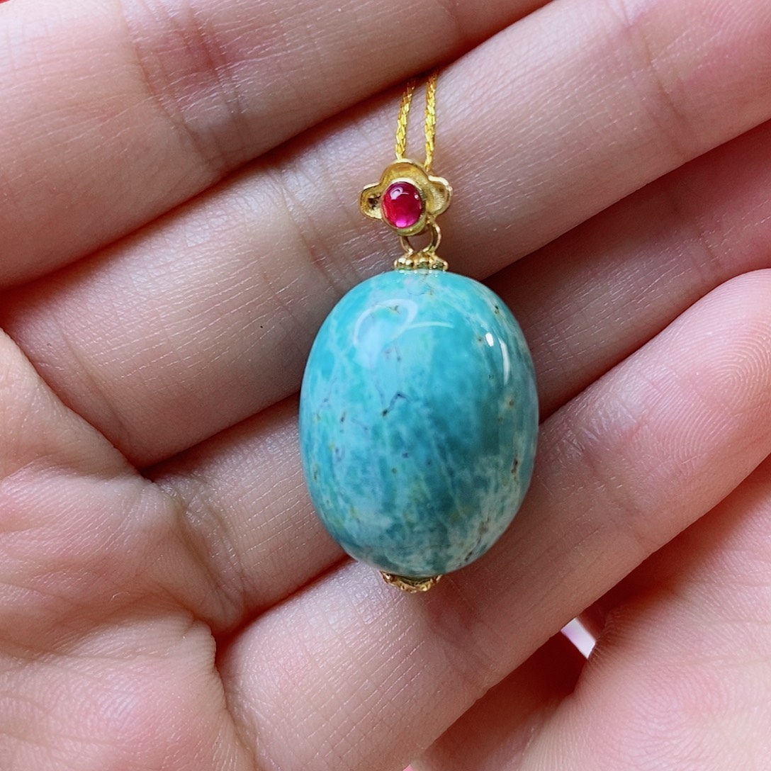 绿松石18K金镶嵌珠宝奇石